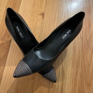 Nine West Black Textured Toe Heels NEW